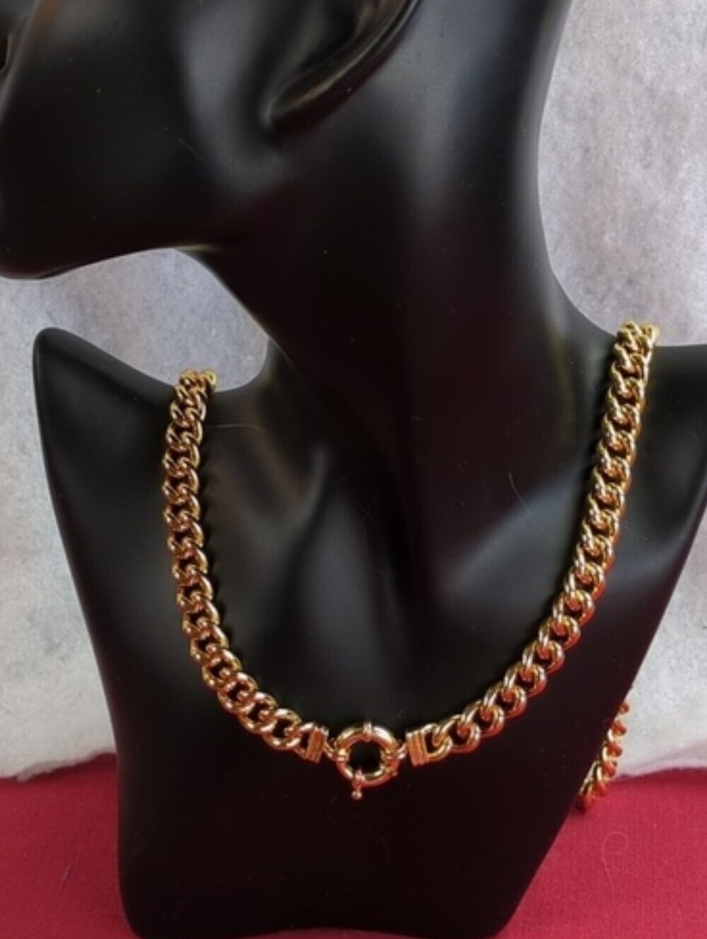 Cuban Chain Necklace With Sailor Clasp 24 K Gold Filled Unisex!